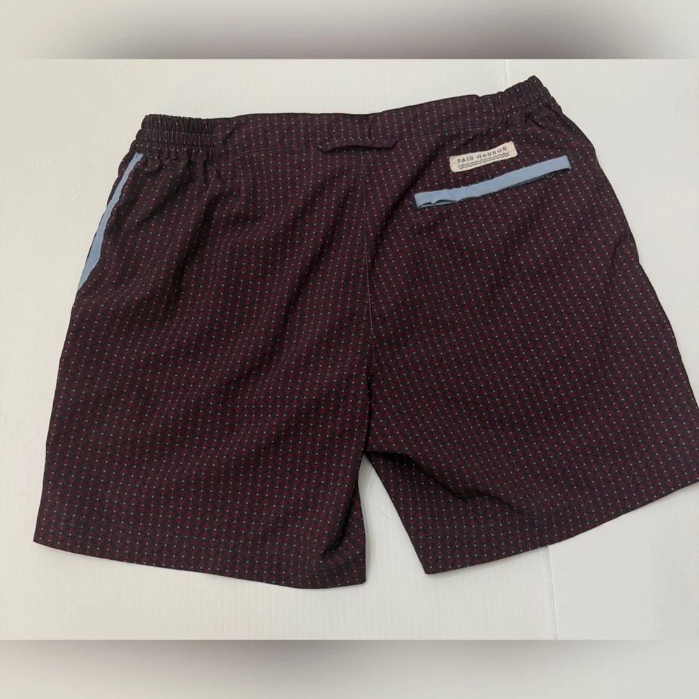 Fair Harbor Liner Red Blue Swim Active Shorts - 30